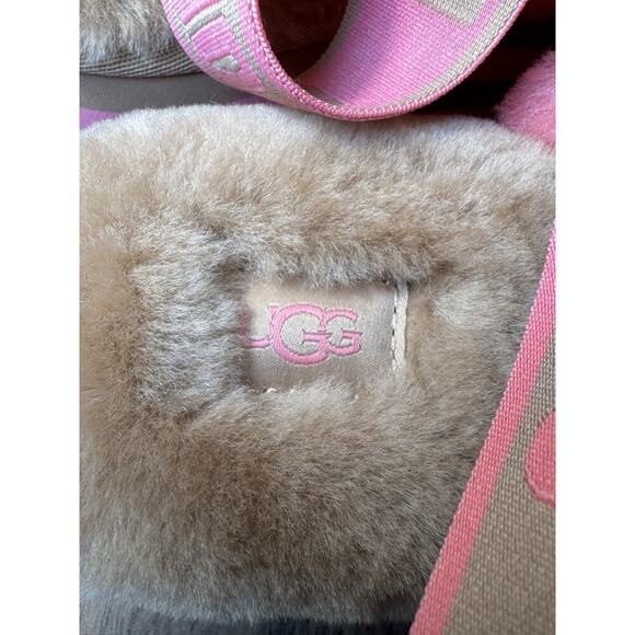 UGG Disco Stripe Slide Chestnut/Pink Rose Slipper Women's US size 8 NEW - Picture 4 of 7